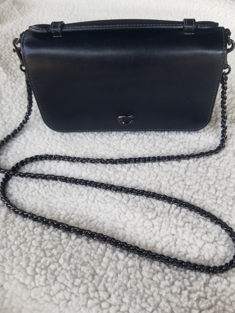 COACH Black Leather Chain-Strap Bag